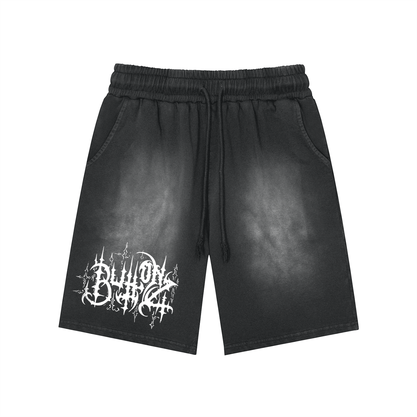 Rectangle Patch Monkey Washed Shorts